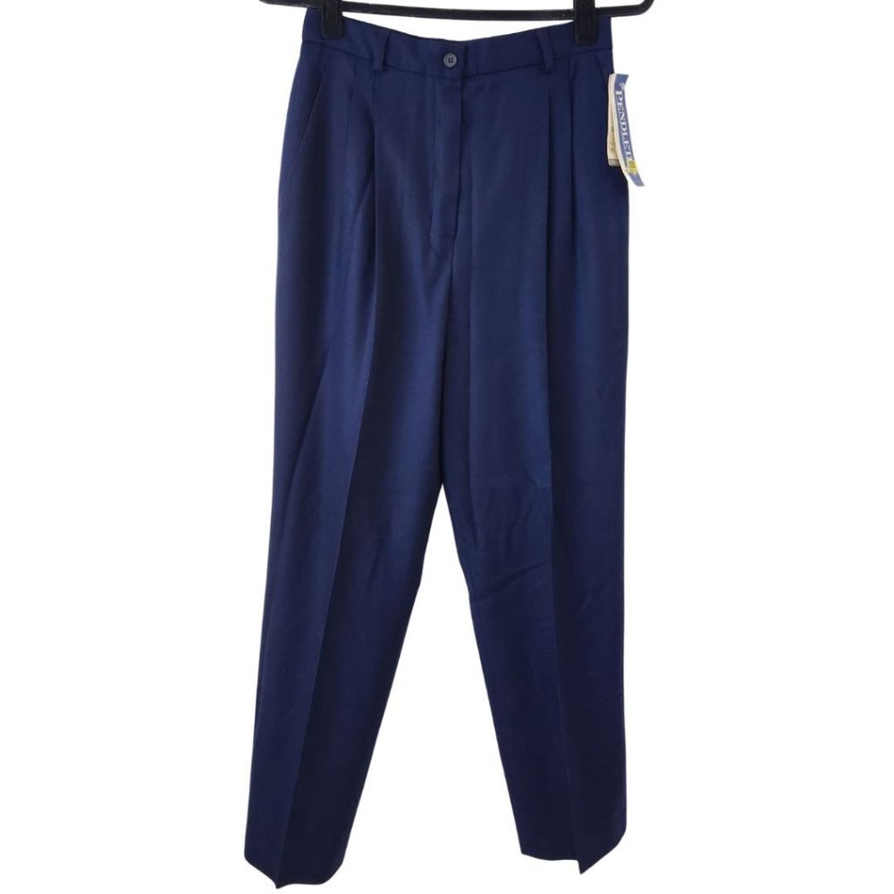 NWT Pendleton Vintage 100% Pure New Wool High Waisted Navy Trouser Pants 8